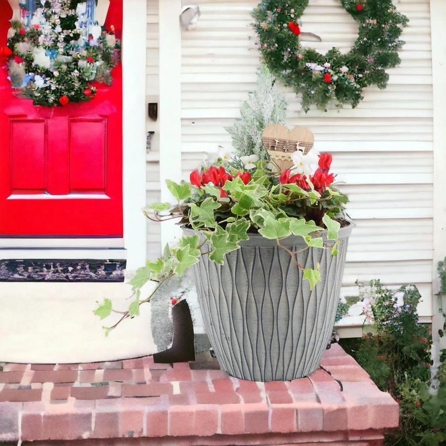 26cm Festive Outdoor Planted Container with Christmas Pick