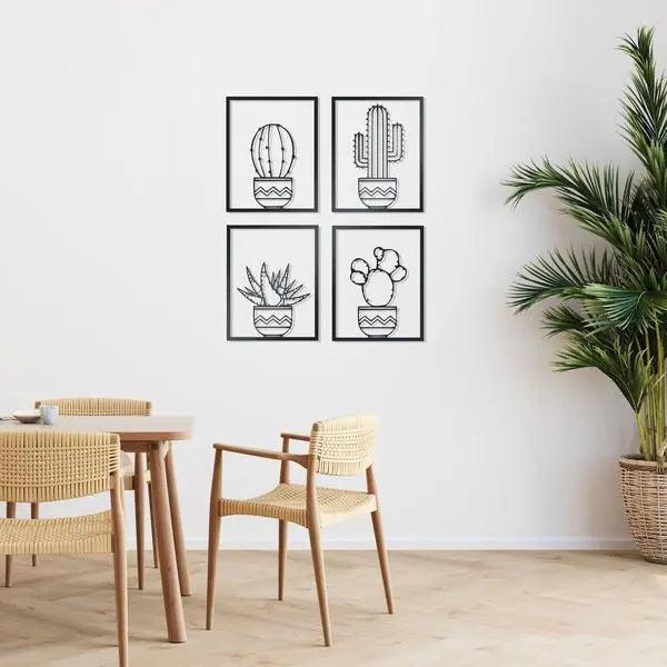 Cactus- Metal Wall Art Set/4