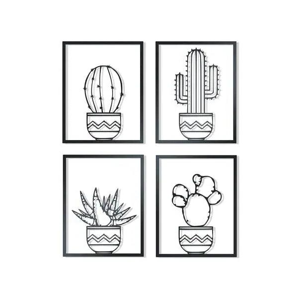 Cactus- Metal Wall Art Set/4