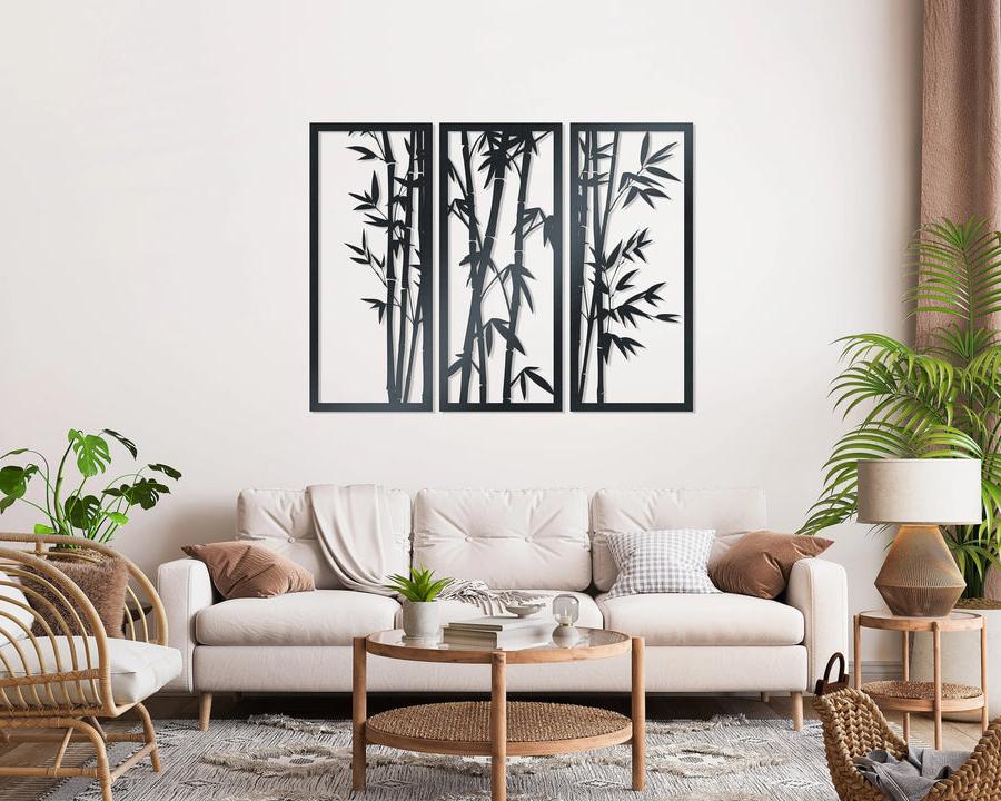 Bamboo - Three piece panel Metal Wall Art Plants By Post