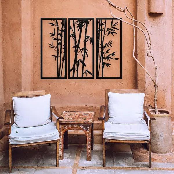 Bamboo - Three piece panel Metal Wall Art Plants By Post