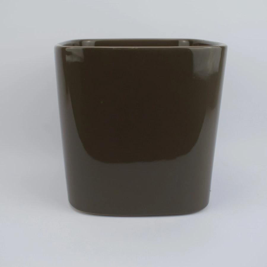 16cm Modern Square Mocha Glazed Ceramic Plant Pot