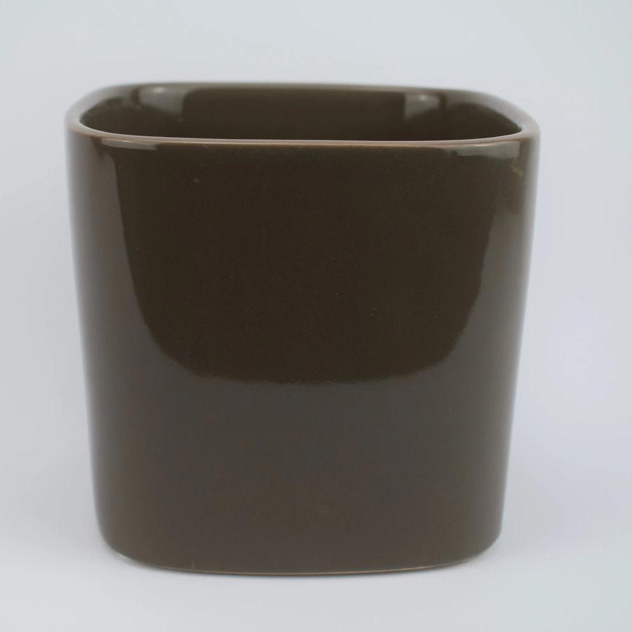 13.5cm Modern Square Mocha Glazed Ceramic Plant Pot